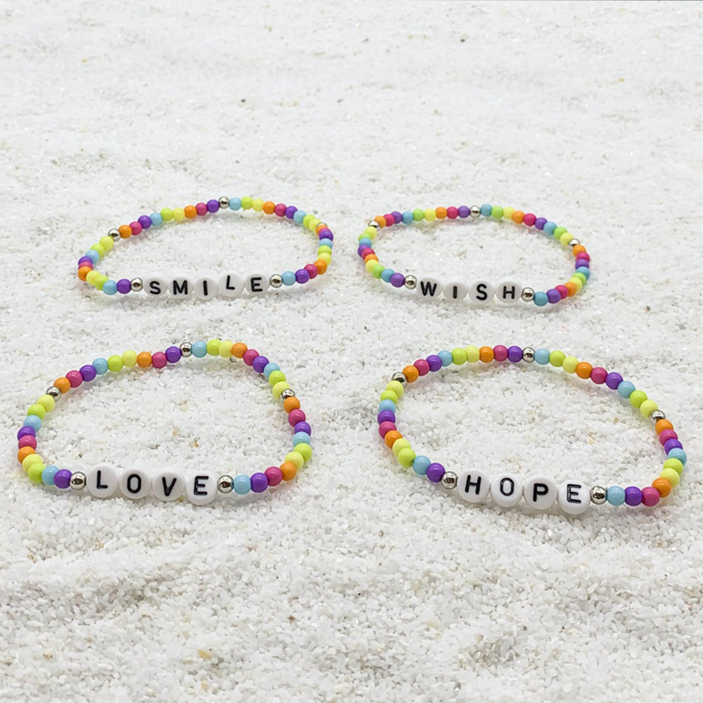 Rainbow Beaded Words of Affirmation Bracelets