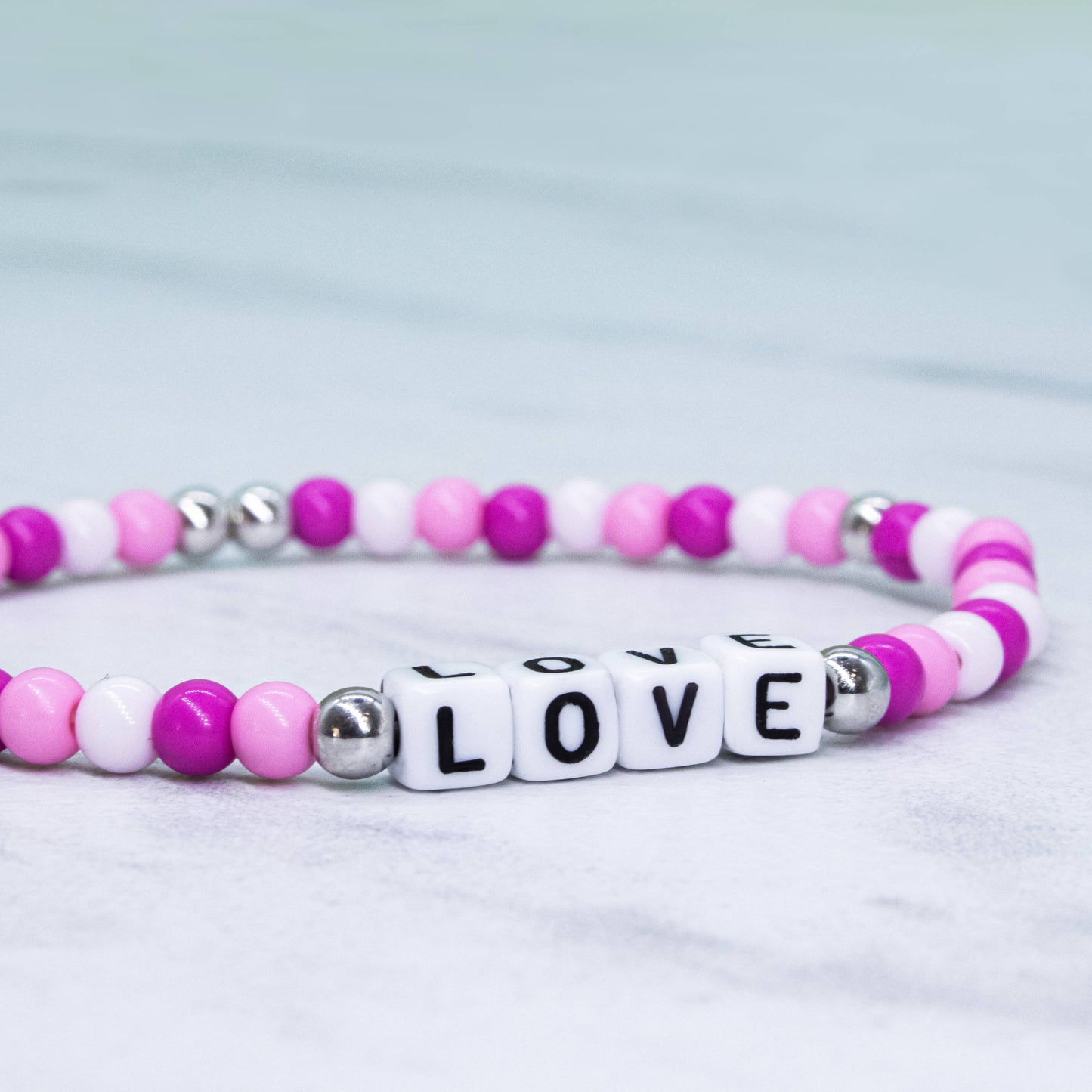 Pink Beaded LOVE Bracelet