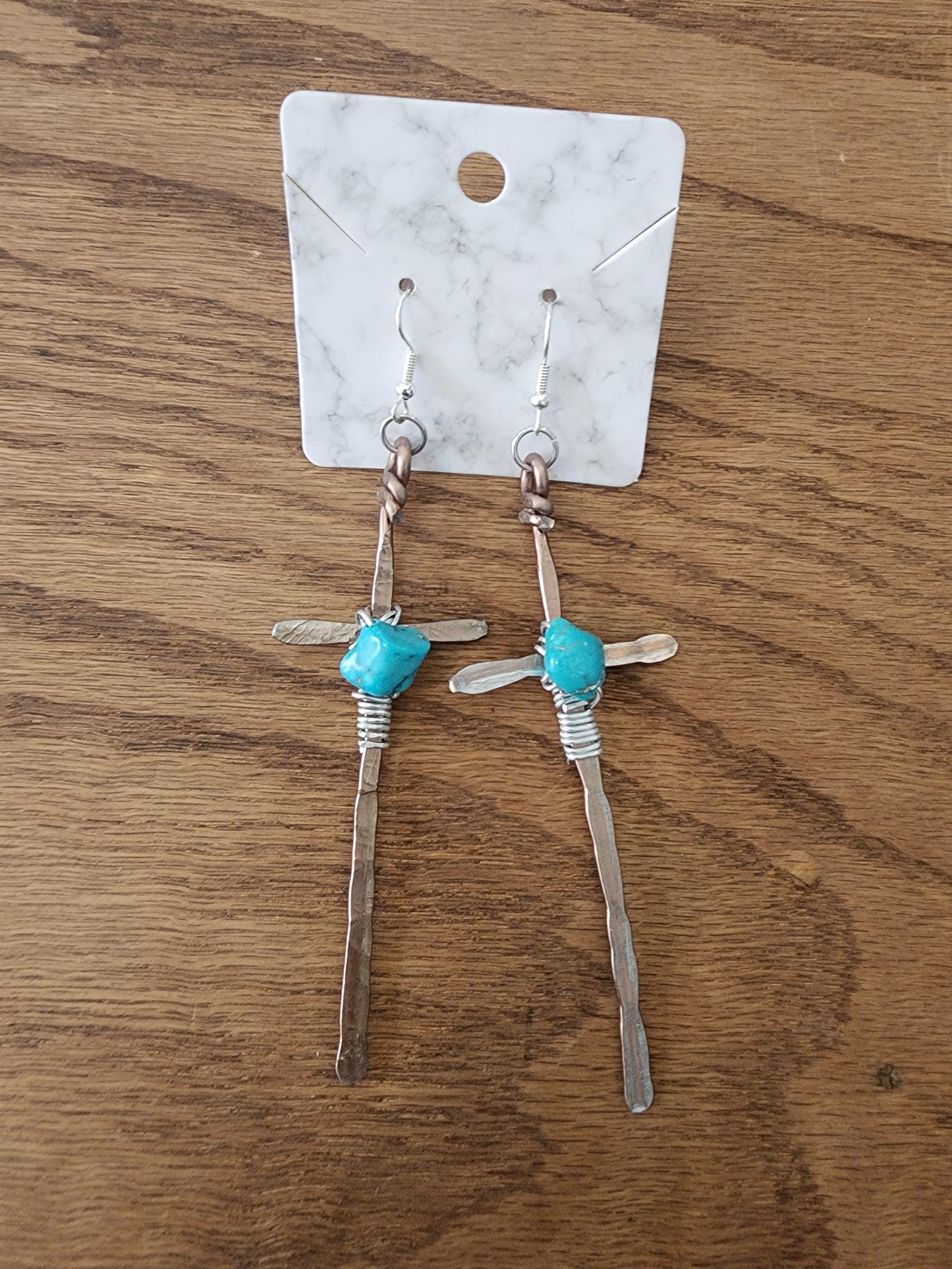 Small Hammered Cross Earrings