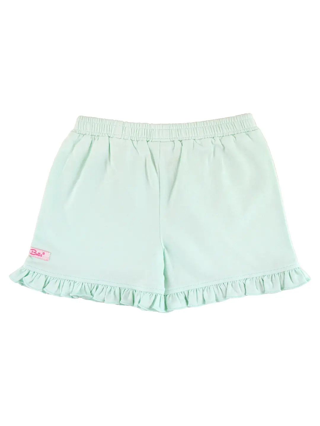 Light Aqua Ruffle Trim Knit Shorts