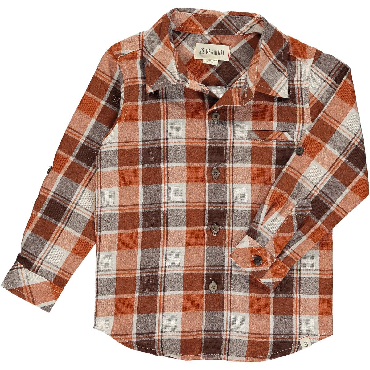 Atwood Woven Plaid Shirt- Rust