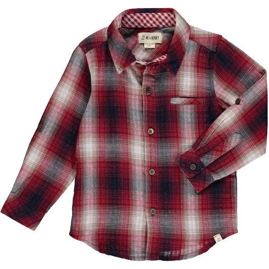 Atwood Woven Plaid Shirt- Red & Navy