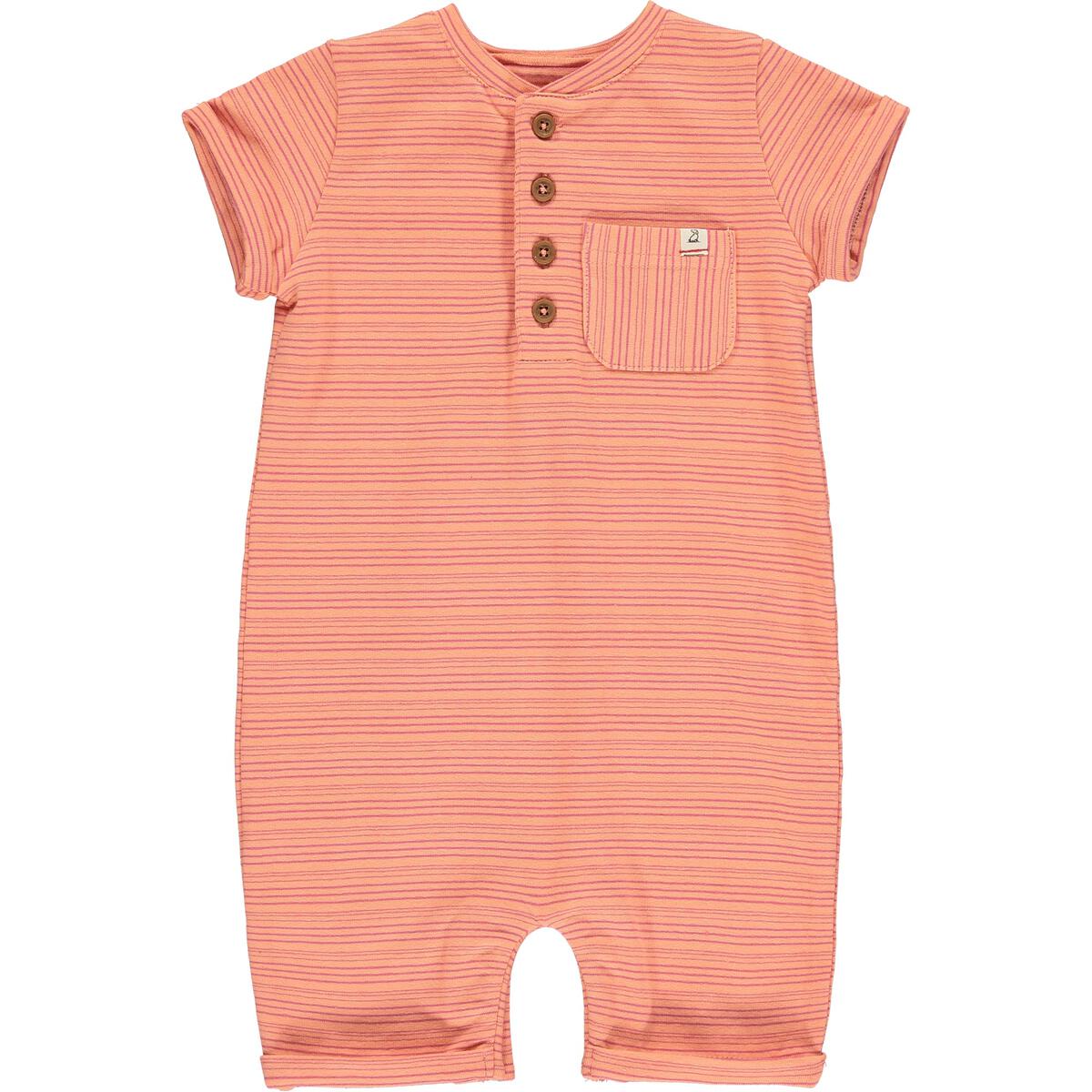 Camborne Henley Romper- Salmon