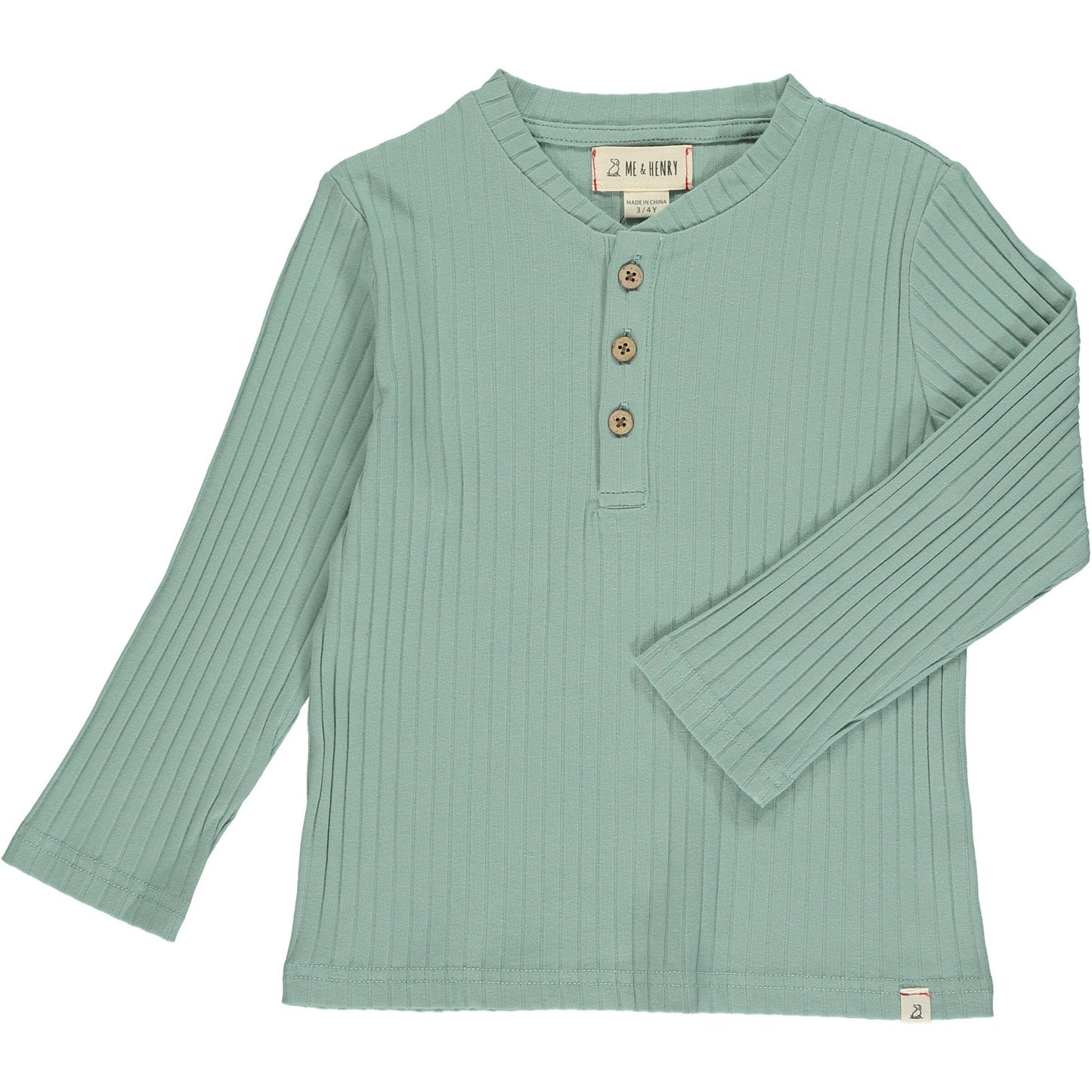 Ribbed Henley -Sage Green