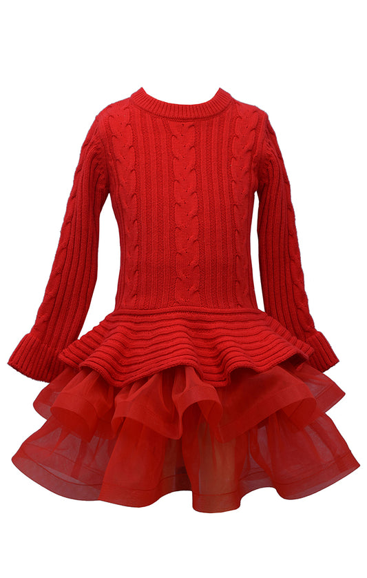 Sweater Party Dress- Red