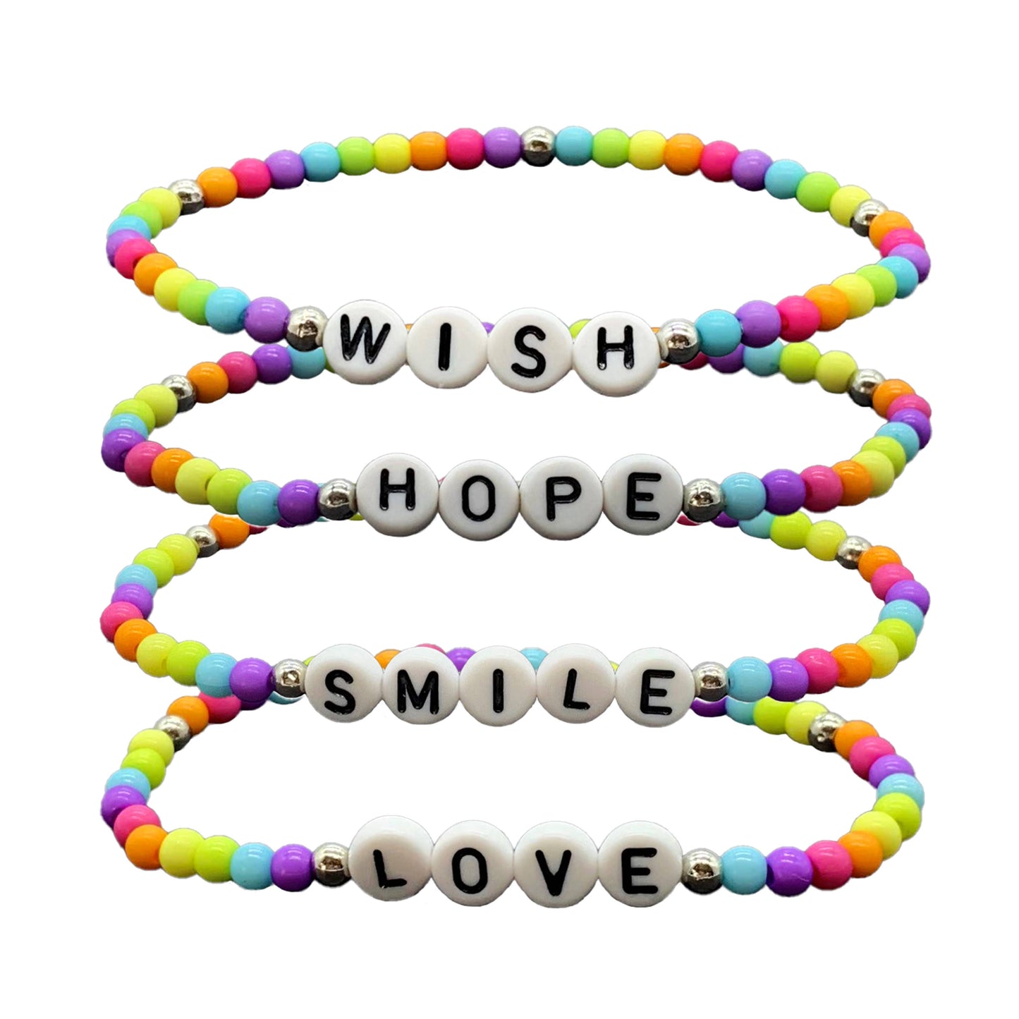 Rainbow Beaded Words of Affirmation Bracelets