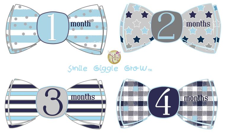 Baby Boy Milestones Month Stickers - Bowties