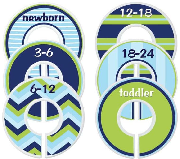 Navy Blue and Green Nautical Closet Dividers