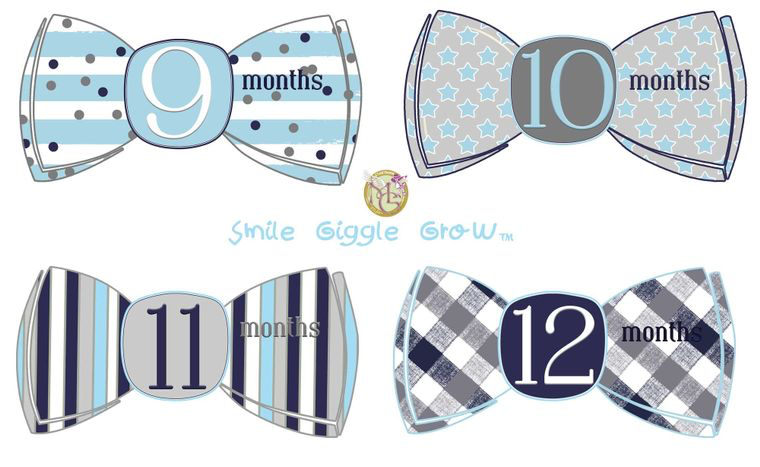 Baby Boy Milestones Month Stickers - Bowties